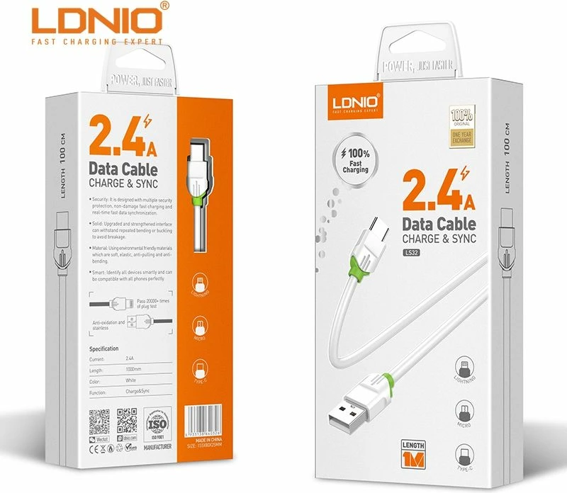 Kabllo e karikimit Ldnio 2.4A Fast Charging USB Cable