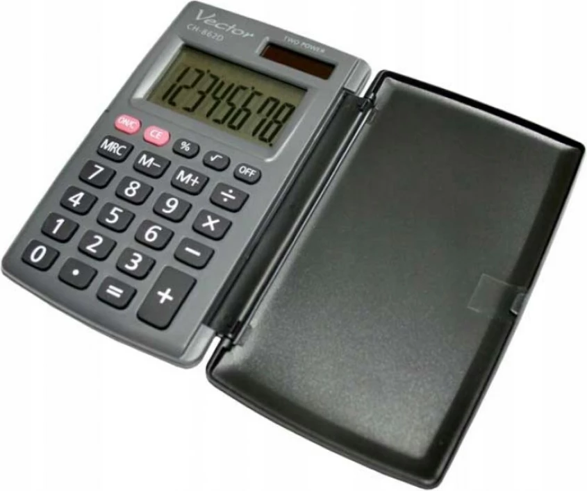 Kalkulator xhepi Vector KAV CH-862D me kapak, gri
