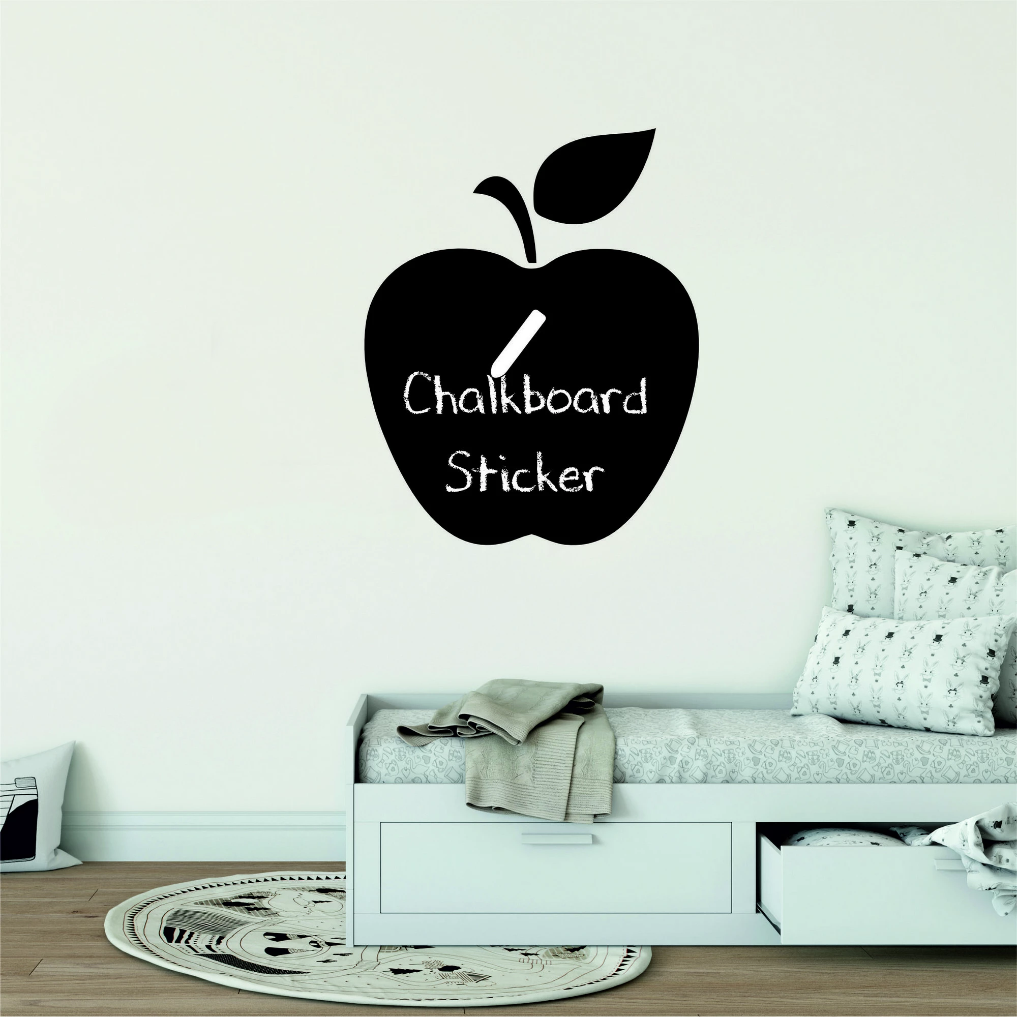 Sticker dekorativ për mur, formë molle, ngjyrë e zezë, Wallity, 50x50cm