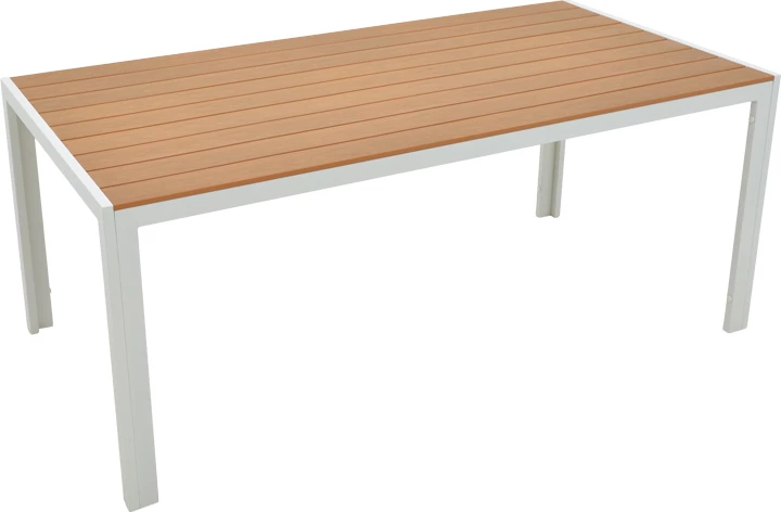 Tavolinë me karrige Nares-Moritz A, 7 copë,, alumin dhe dru, ngjyrë natyrale, 180x90x72.5cm