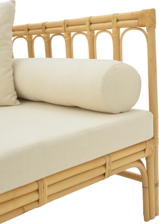 Divan Alessa ratan natyral-me pëlhurë të bardhë me jastëkë 200x100x76cm