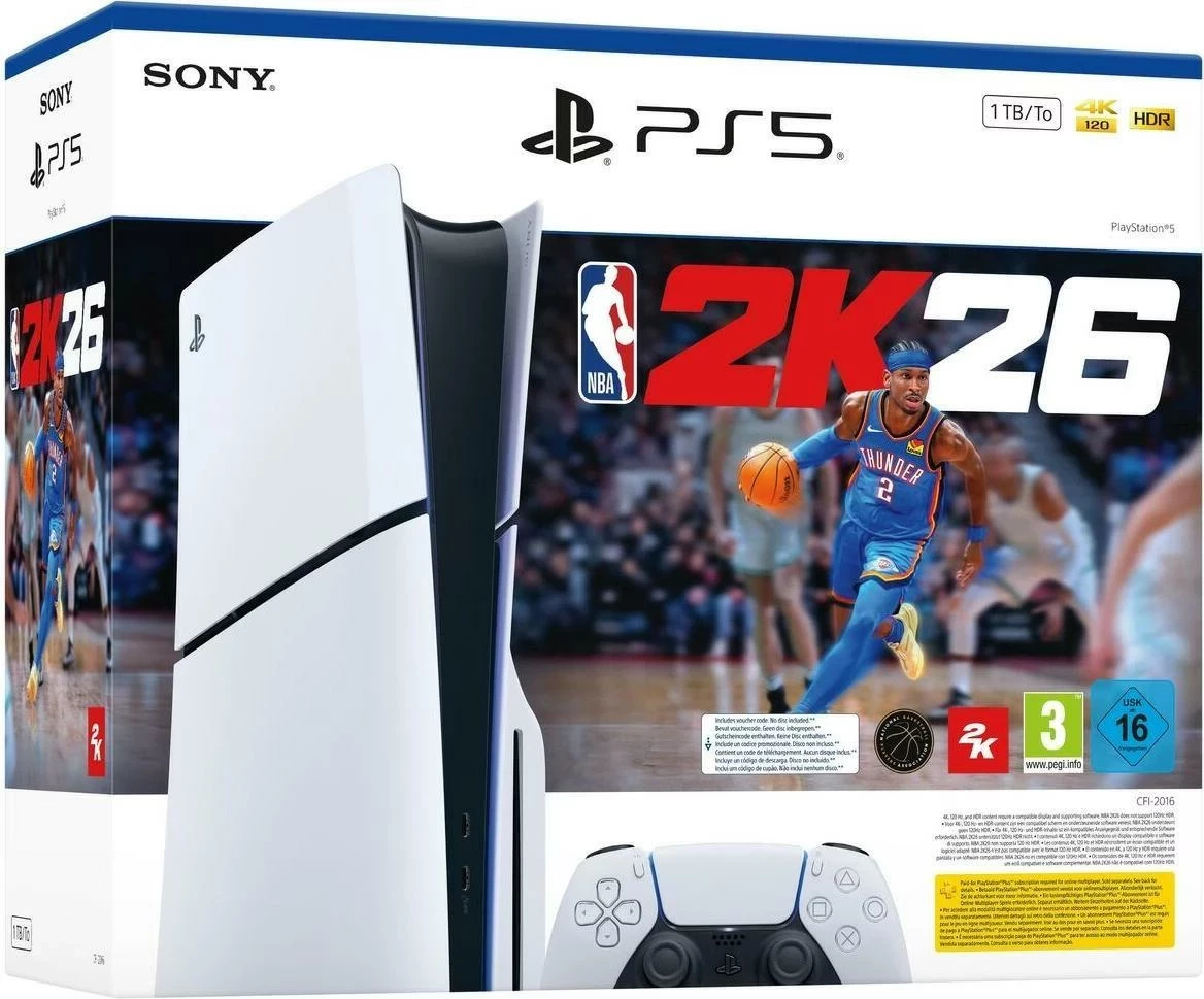 Konzolë PS5 Sony 1TB Slim me NBA 2K26 White