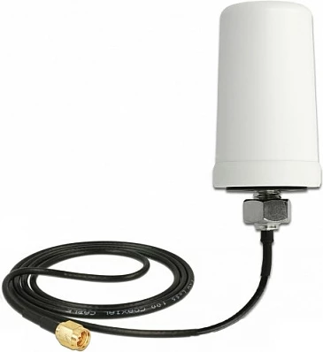 Antenë WiFi DeLOCK SMA, 3 dBi, kabllo 1 m, IP67, e bardhë