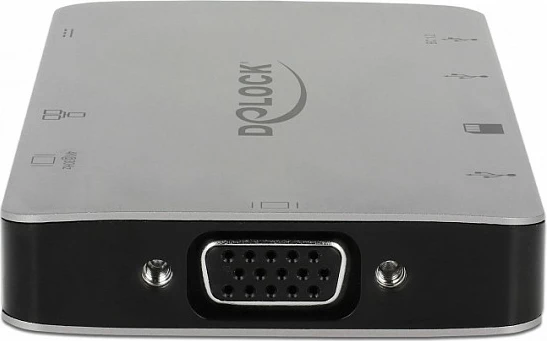 Docking station DeLOCK 87735, USB-C 3.2 Gen 1, HDMI/VGA, 2x USB-A, SD/SDHC/SDXC, USB PD deri 100W, gri