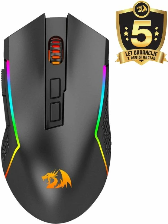 Maus gaming Redragon Trident Pro M693-RGB, 3 lidhje (USB-C/2.4G/BT), 7 butona, deri 8000 DPI, RGB, i zi
