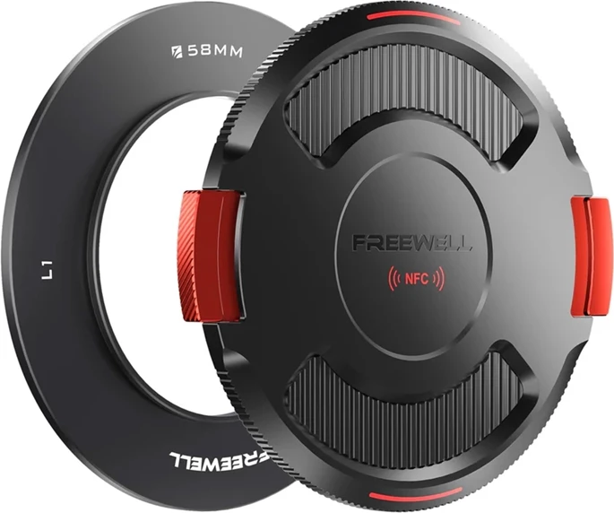 Unazë bazë për sisteme filterash Real Locking VND/CPL, Freewell FW-L1-BL58, 58 mm, me kapak me NFC