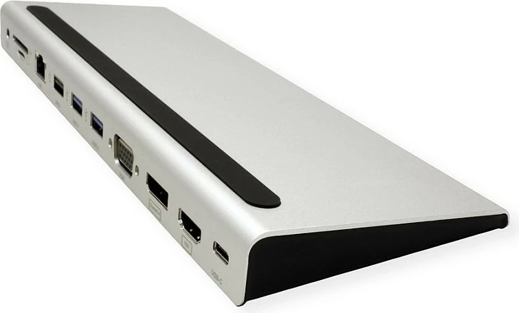 Docking station USB-C VALUE Multiport USB 3.2 Gen 2, 4K HDMI/DP, VGA, LAN, PD, lexues SD/microSD, Gri