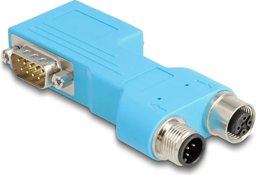 Adapter splitteri CAN bus DeLOCK D-Sub 9 (2x) në M12 5-pin A-coded (2x), 90°, blu