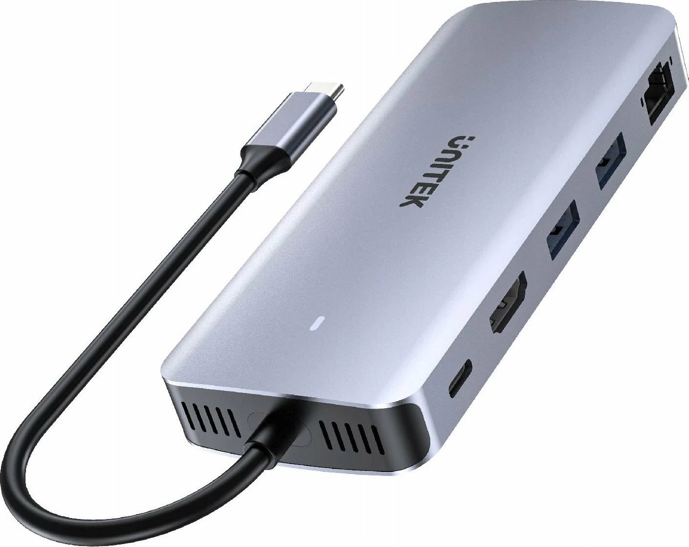 Hub USB-C aktiv Unitek D1120A01 10Gbps, HDMI, Ethernet, M.2 SSD, PD 100W, gri