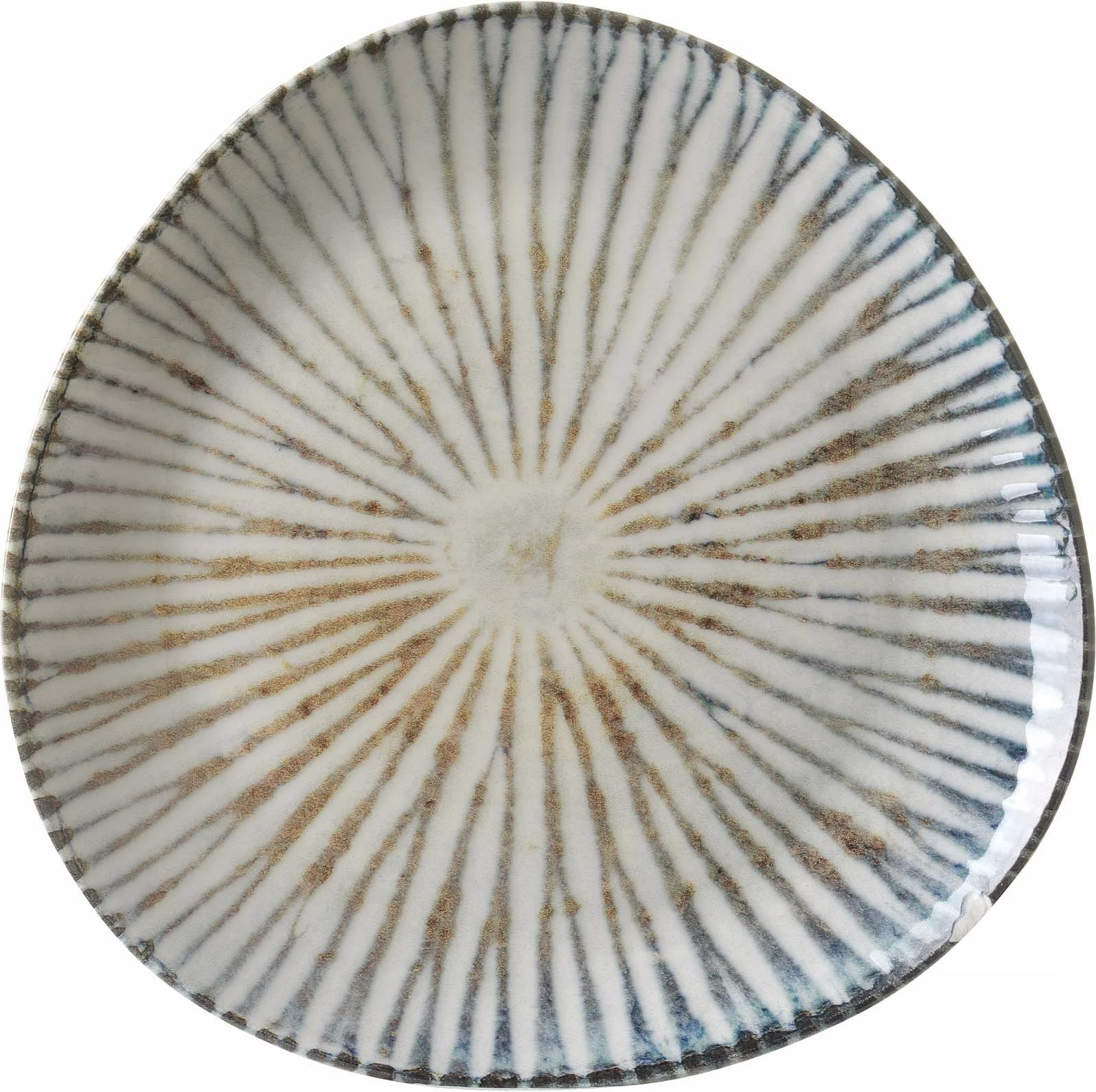 Pjatë trekëndore Fine Dine Ammonite 190 mm, porcelan i vitrikuar, gri-blu, set 6 copë