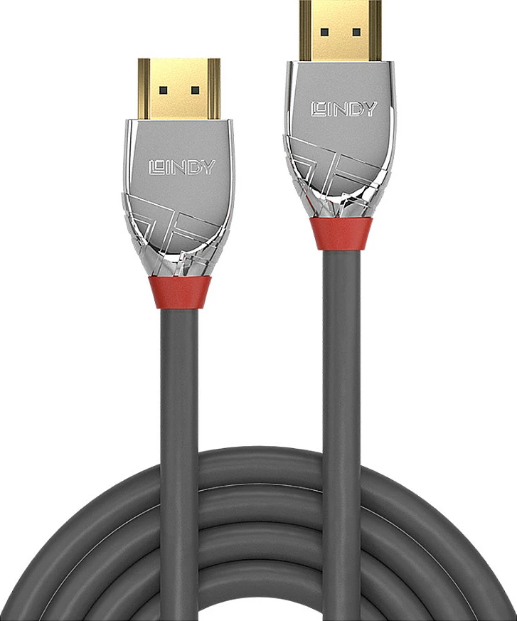 Kabllo HDMI LINDY Cromo Line, 1m, High Speed HDMI 2.0, 4K@60Hz, gri/argjendtë