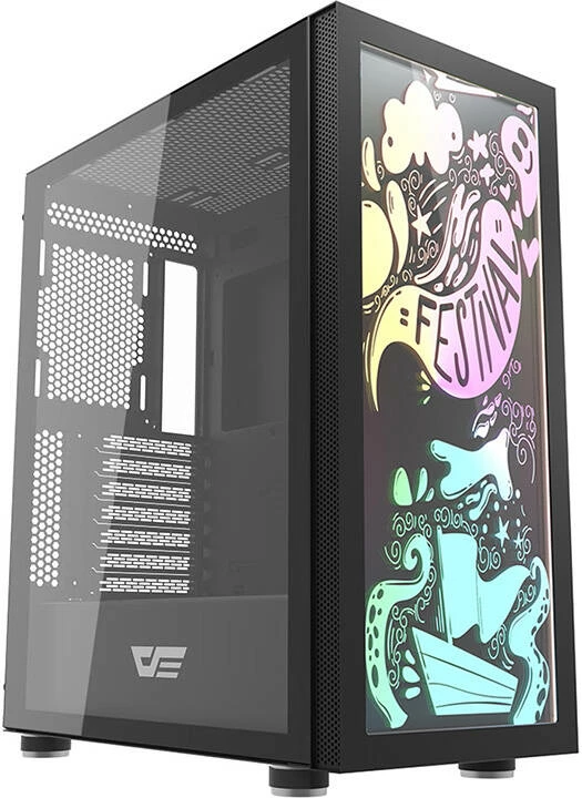 Kasë Darkflash DK210 Graffiti, Middle Tower, ATX/M-ATX/ITX, pa ventilator, e zezë