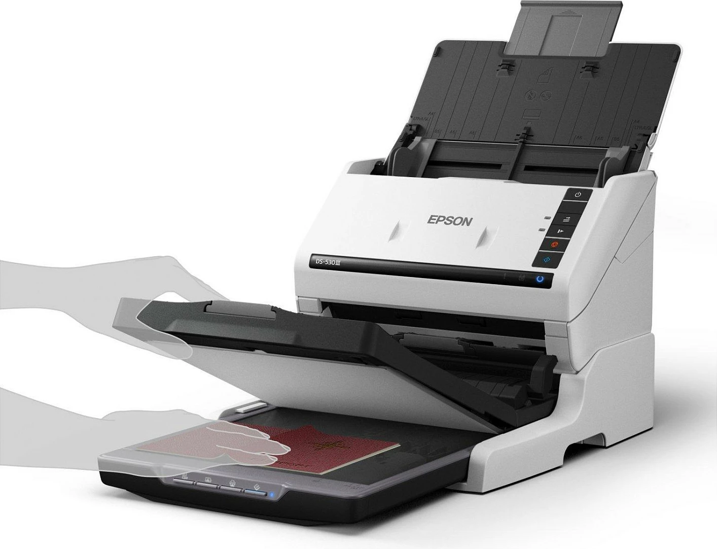 Skaner dokumentesh Epson WorkForce DS-530III, ADF, skanim dyanshëm, bardhë/gri