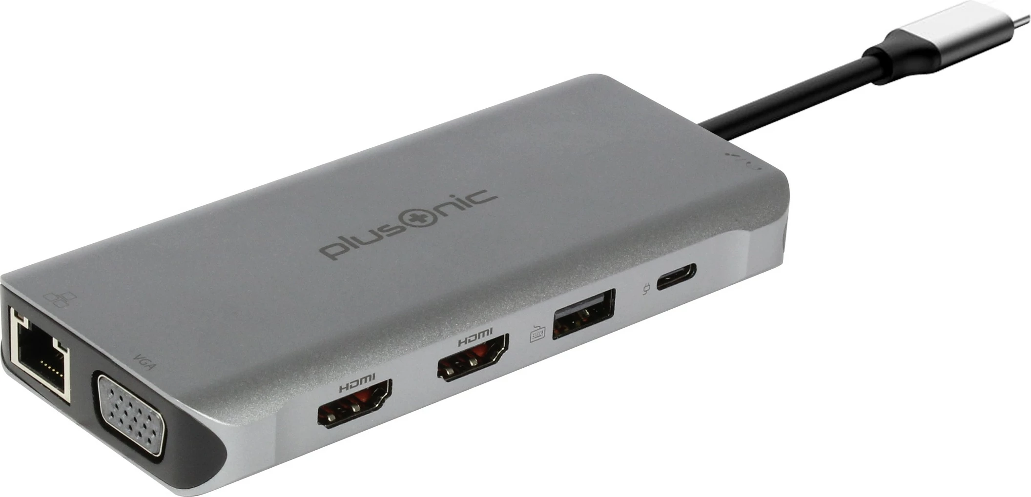 Adapter USB-C Plusonic 8in1, Gri