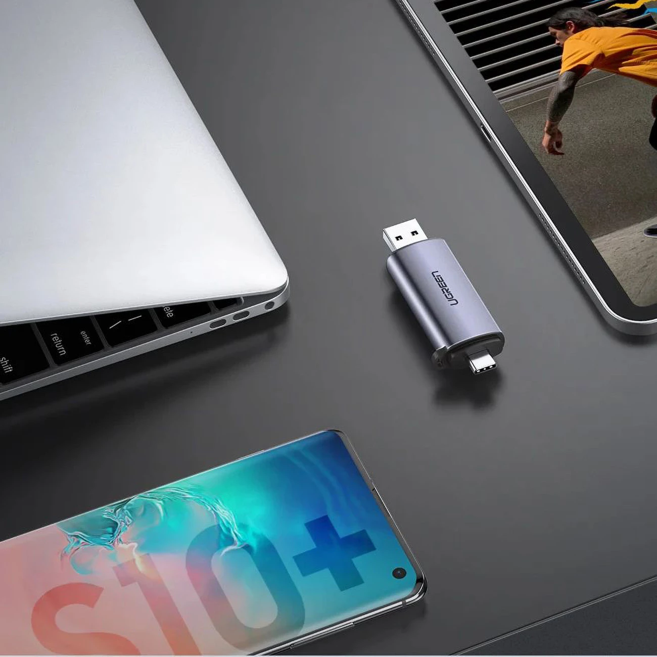 Lexues kartelash Ugreen CM185 50706, USB-A/USB-C, Gri