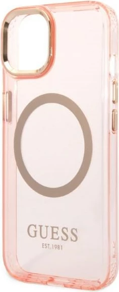Mbështjellës Guess Gold Outline MagSafe për iPhone 14 Plus 6.7", rozë