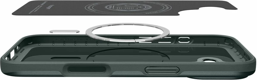 Mbështjellës Spigen Thin Fit MagSafe për iPhone 17, polikarbonat i hollë, me unazë magnetike, jeshile