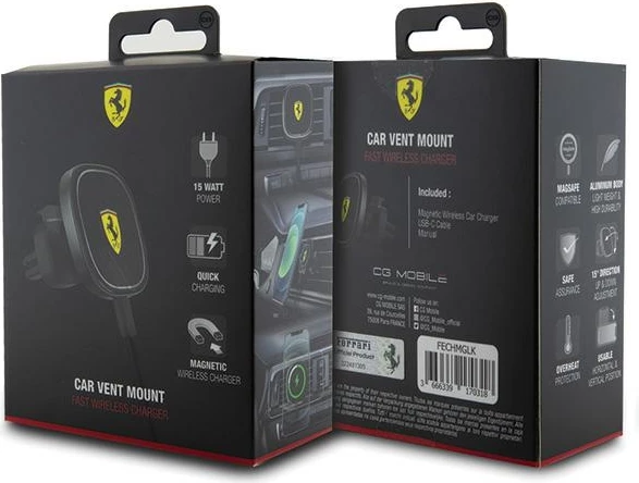 Karikues induktiv për veturë Ferrari MagSafe 15W, i zi, 2023 Collection