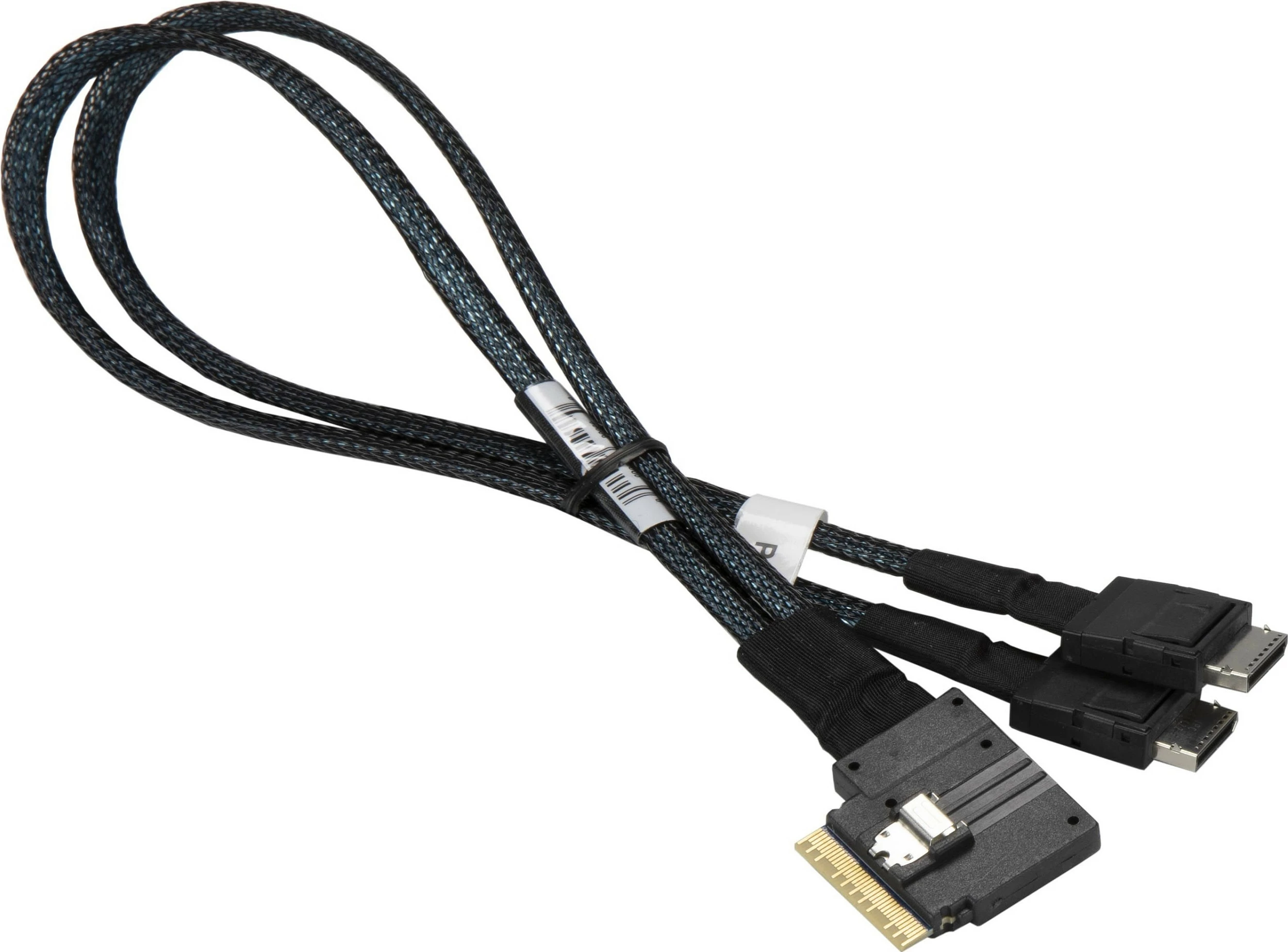 Kabllo Supermicro CBL-SAST-0817 Slimline SAS x8 në 2x OCuLink (x4), 0.36 m, SFF-8654/SFF-8611, e zezë