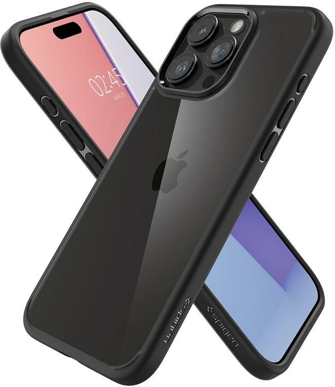 Mbështjellës Spigen Crystal Hybrid për iPhone 15 Pro, Transparent/Black