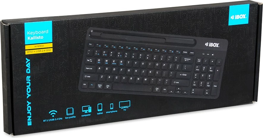 Tastierë wireless iBOX Kallisto, Bluetooth, për Smart TV dhe kompjuter, e zezë