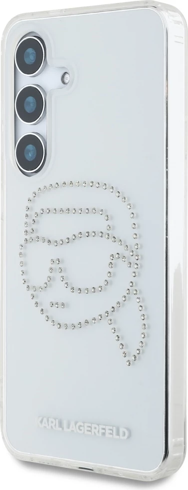 Mbështjellës Karl Lagerfeld Rhinestones Karl Head Logo për Samsung Galaxy S25, transparent