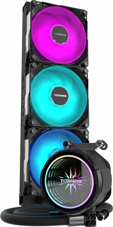 Ftohës me ujë AIO për CPU Tcomas LA200 360, radiator 360mm, 3x120mm ARGB PWM, i zi