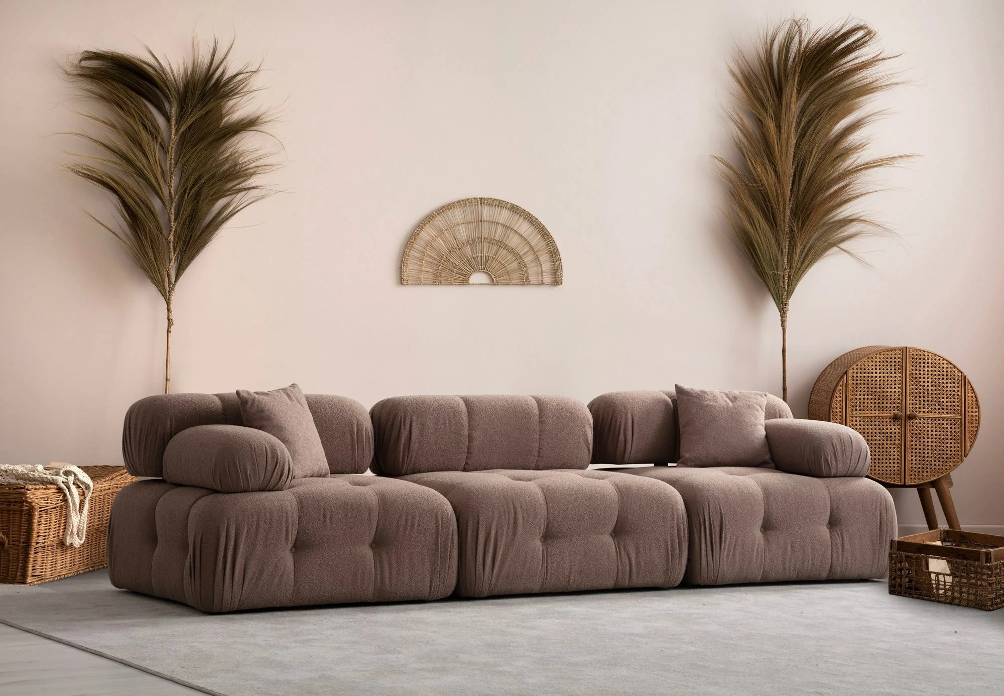 Divan treshe Doblo, Atelier del Sofa, ngjyrë kapuçino, L1-O1-1R