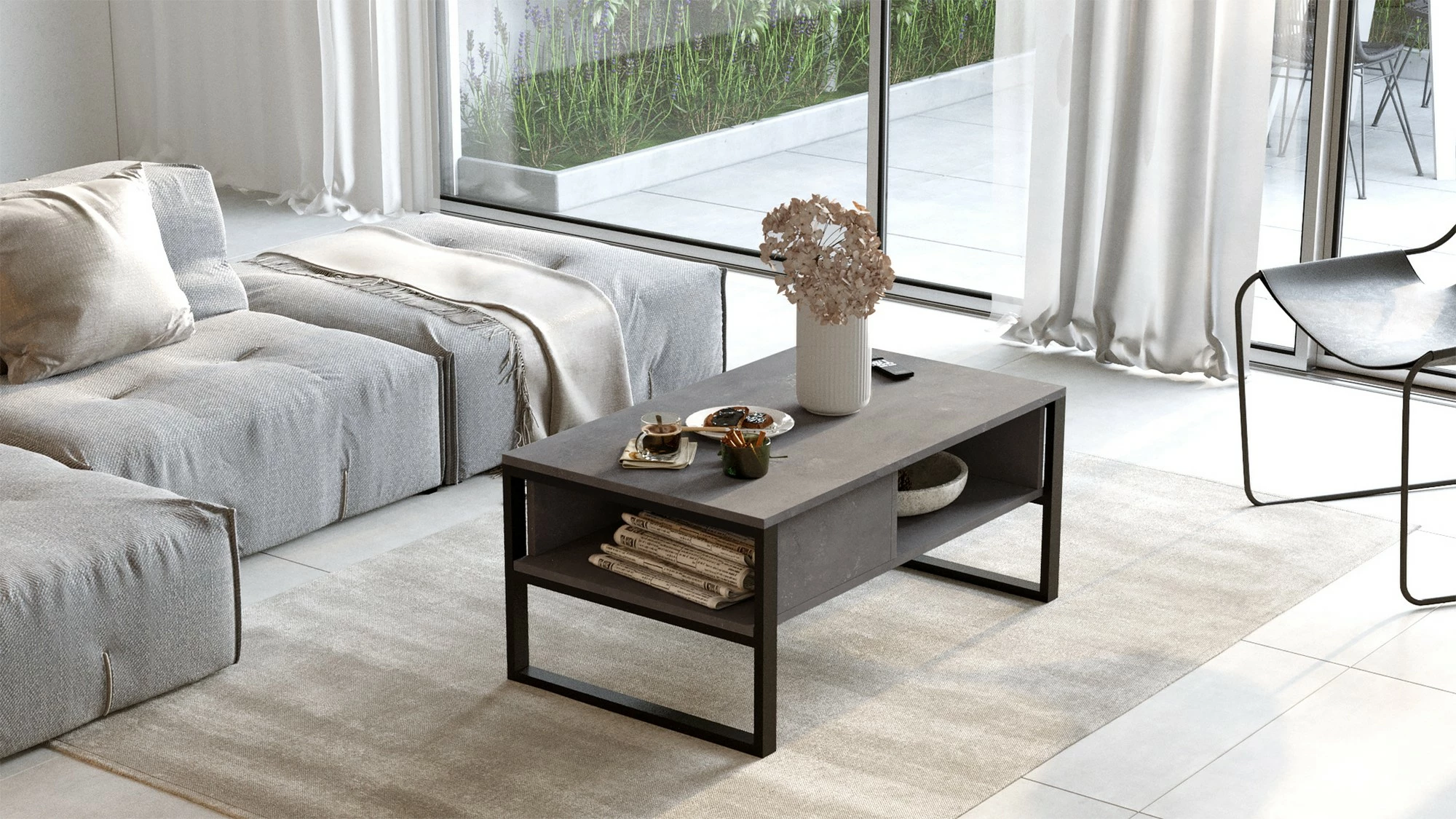 Tavolinë kafeje Skye Decor, argjend, Ml34-Rg