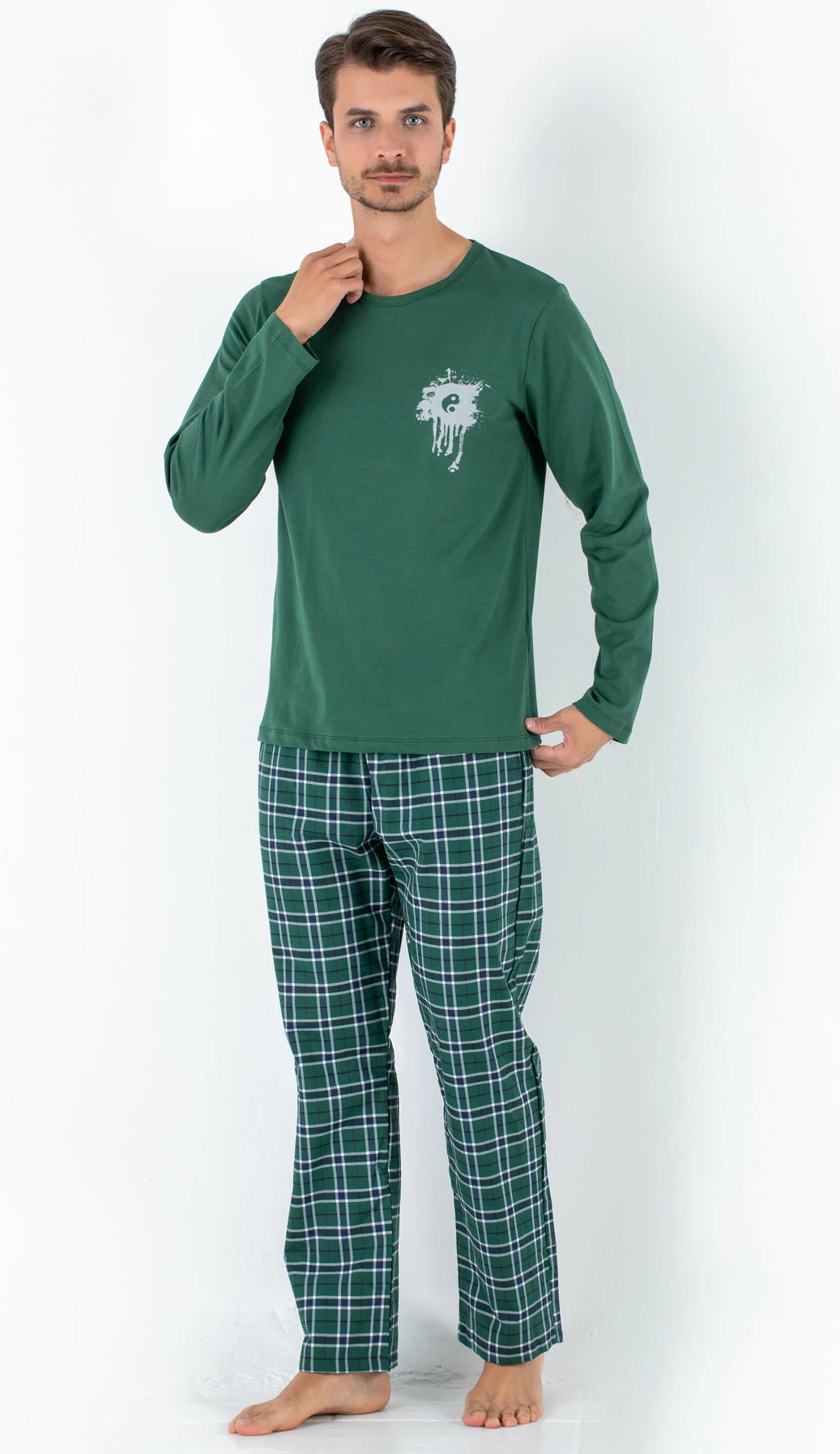 Set pizhamash për burra Jumeon, 002-000306, e gjelbër
