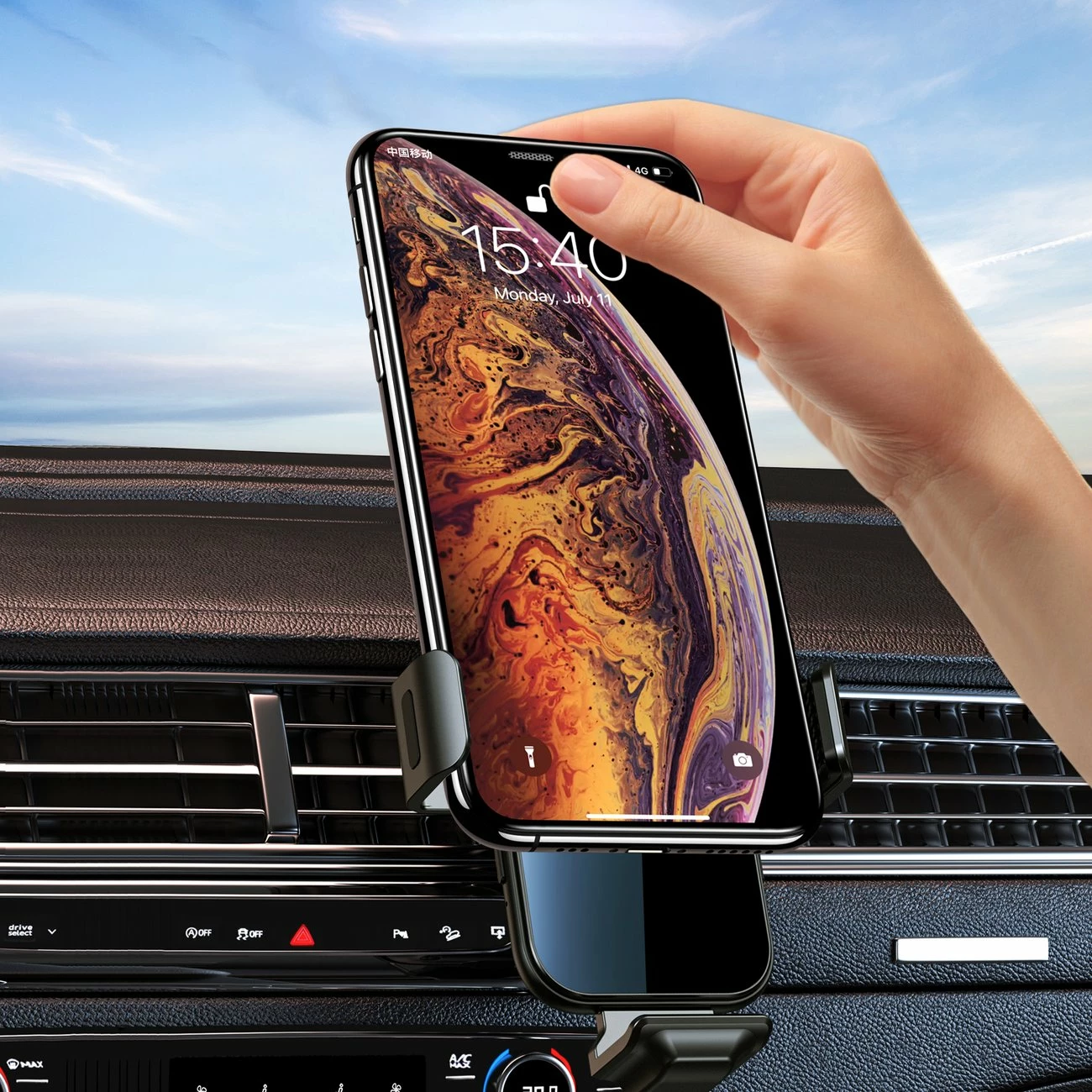 Mbajtës me karikues wireless Choetech T201-F për veturë, me koka magnetike, Zi