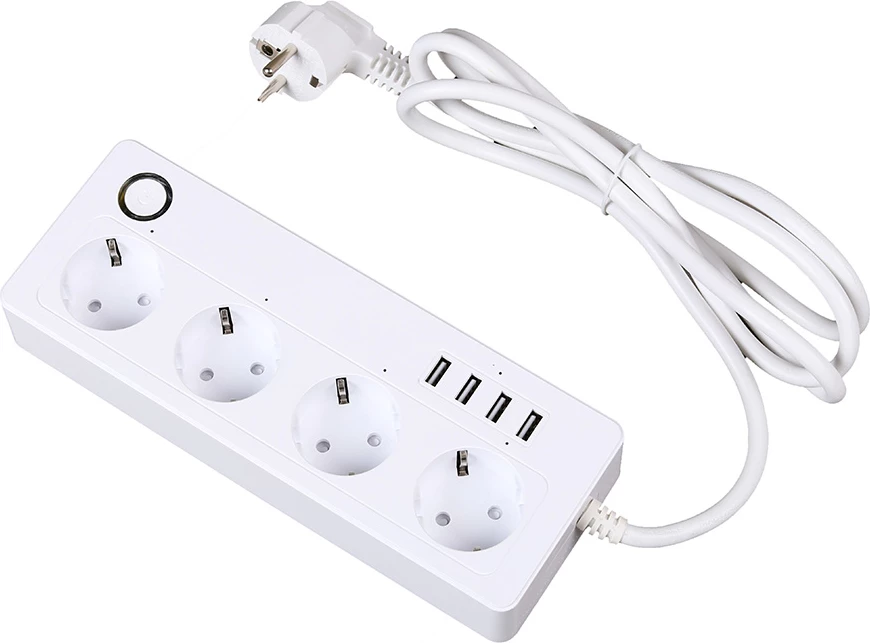 Zgjatues rryme smart Moye Voltaic Smart Power Strip V2 4 priza EU + 4 USB 3680W 16A 1.8m, i bardhë