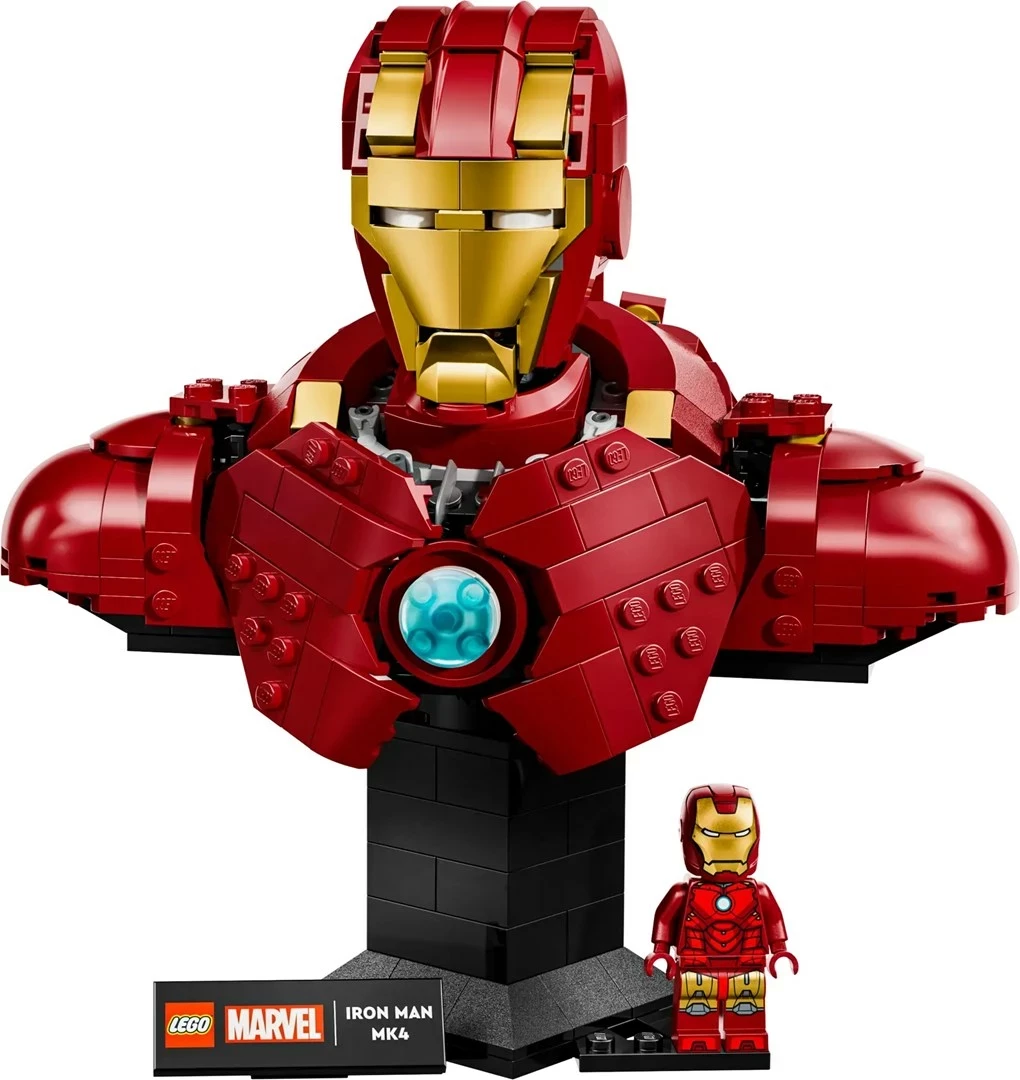 Set LEGO Marvel Iron Man MK4 Bust 76327, me minifigurë, për të rritur, Kuqe
