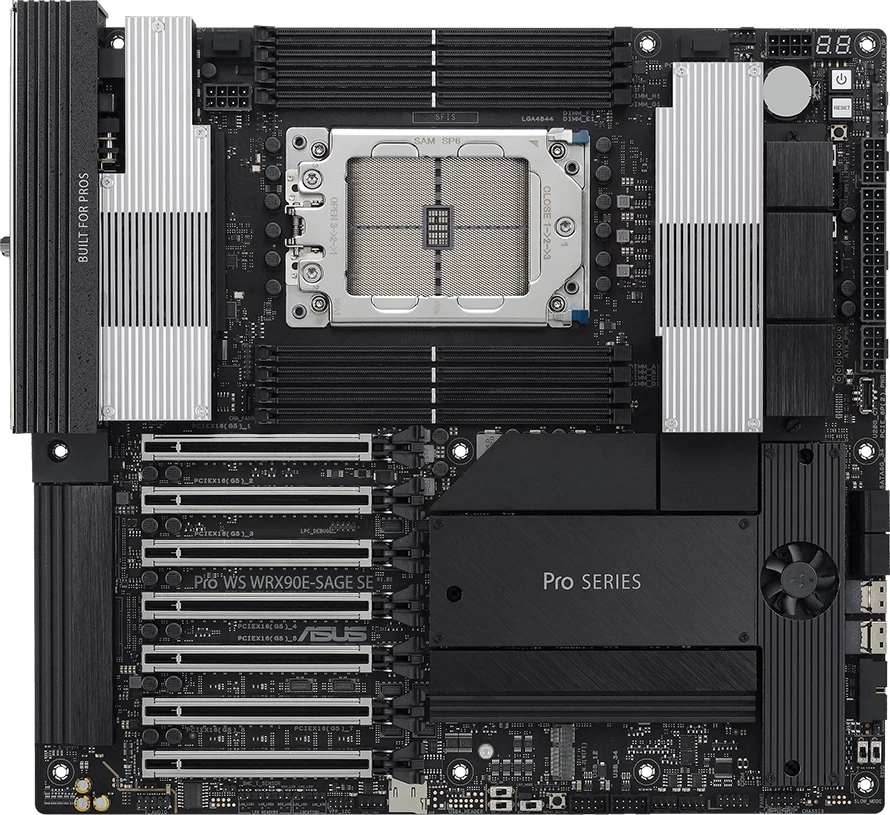 Pllakë amë ASUS Pro WS WRX90E-SAGE SE, sTR5, AMD WRX90, EEB, 8xDIMM DDR5 ECC, 4xM.2, 4xSATA, 2xSlimSAS, PCIe 5.0, Dual 10Gb + 1Gb Ethernet