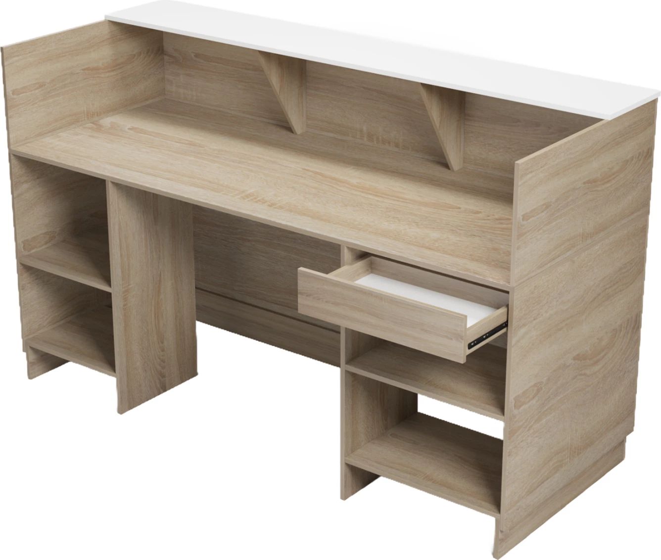 Tavolinë recepsioni KRONIC, melaminë sonoma/bardhë, FH2156.01, 180x70x110 cm