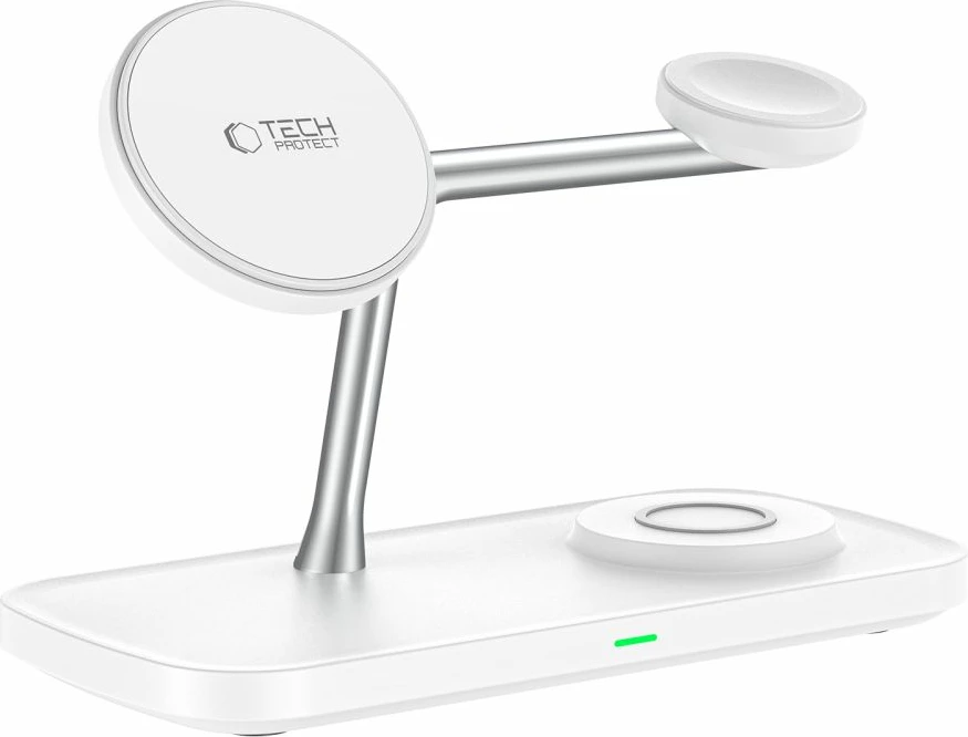 Karikues wireless 3-në-1 Tech-Protect QI15W-A45 me MagSafe, për Apple, Bardhë
