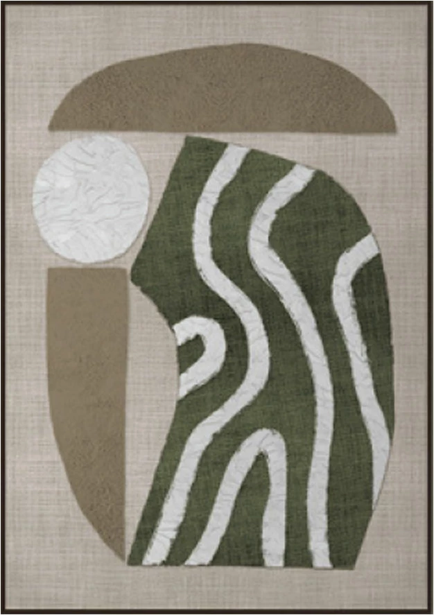 Pikturë dekorative me kornizë, ngjyrë ulli, bezhë, e bardhë, 75x100x4cm