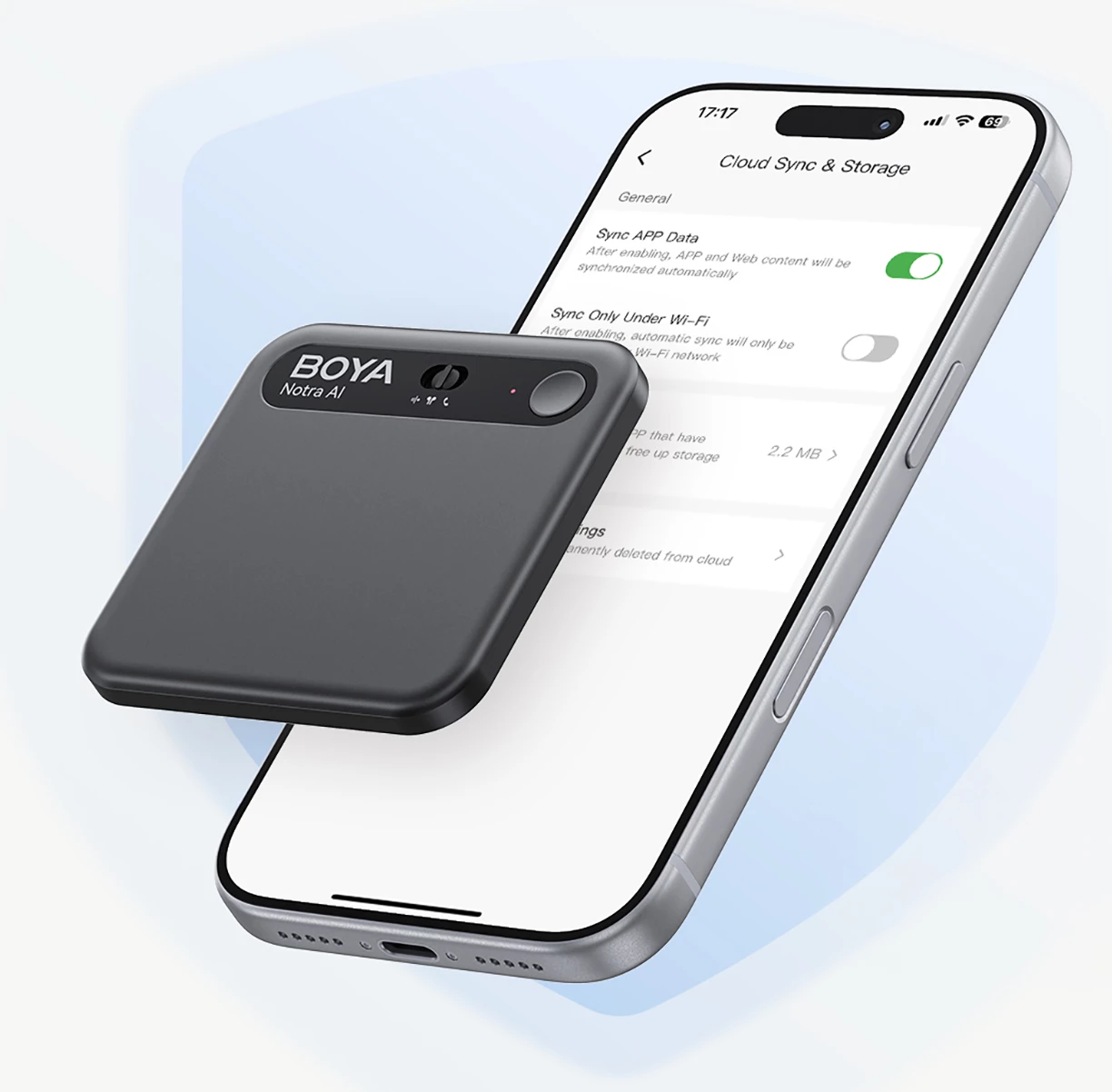 Regjistrues zëri BOYA Notra AI, 64GB, transkriptim AI, deri 24 orë, i zi, set