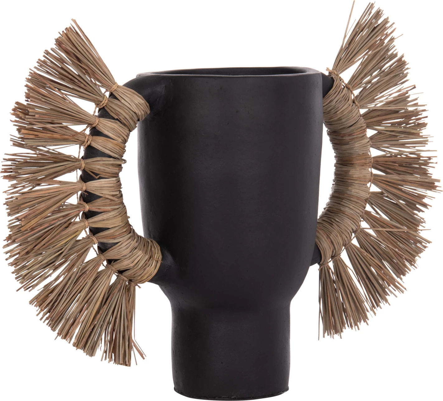 Vazo dekorative tavoline ALICA, terrakotë e zezë, me bar, FH4668.01L, 64x22x38cm