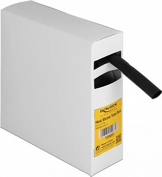 Tub termo tkurrës DeLOCK, 3:1, 5 m x 12.7 mm, me ngjitës të brendshëm, i zi