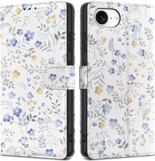 Mbështjellës ONASI Flip Wallet Aurora për iPhone 16e, mbyllje magnetike, hapësirë për 2 karta + ndarje, i bardhë