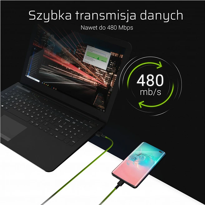 Kabl USB-A në Lightning Green Cell KABGCSET06, 2 m, set 3 copë, i zi