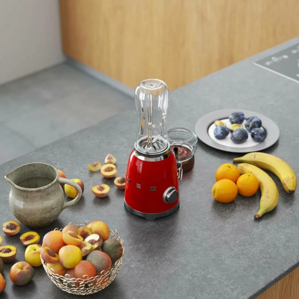 Blender personal Smeg PBF01RDEU 300W, 2x600 ml, kuqe, set me 2 shishe