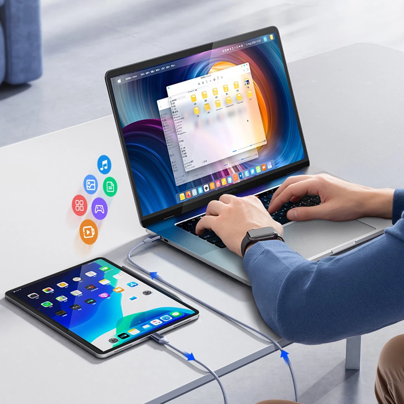 Kabllo USB-C në USB-C Orico CDX, 1m, 100W, Kaltër