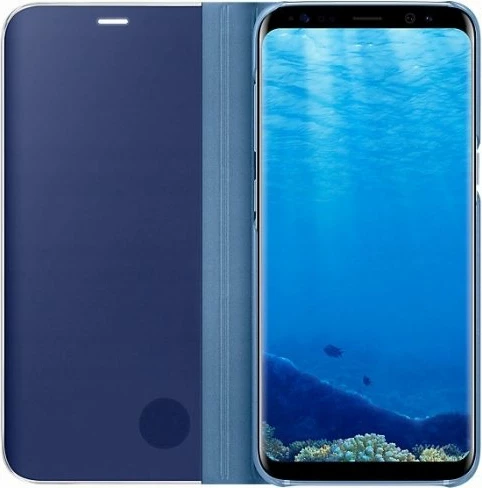 Mbështjellës ONASI Clear View për Xiaomi Redmi Note 9S / 9 Pro, me dritare shikimi dhe funksion stand, blu