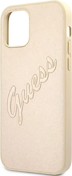 Mbështjellës Guess GUHCP12MRSAVSLG për iPhone 12/12 Pro 6.1", Saffiano Vintage Script, Gold