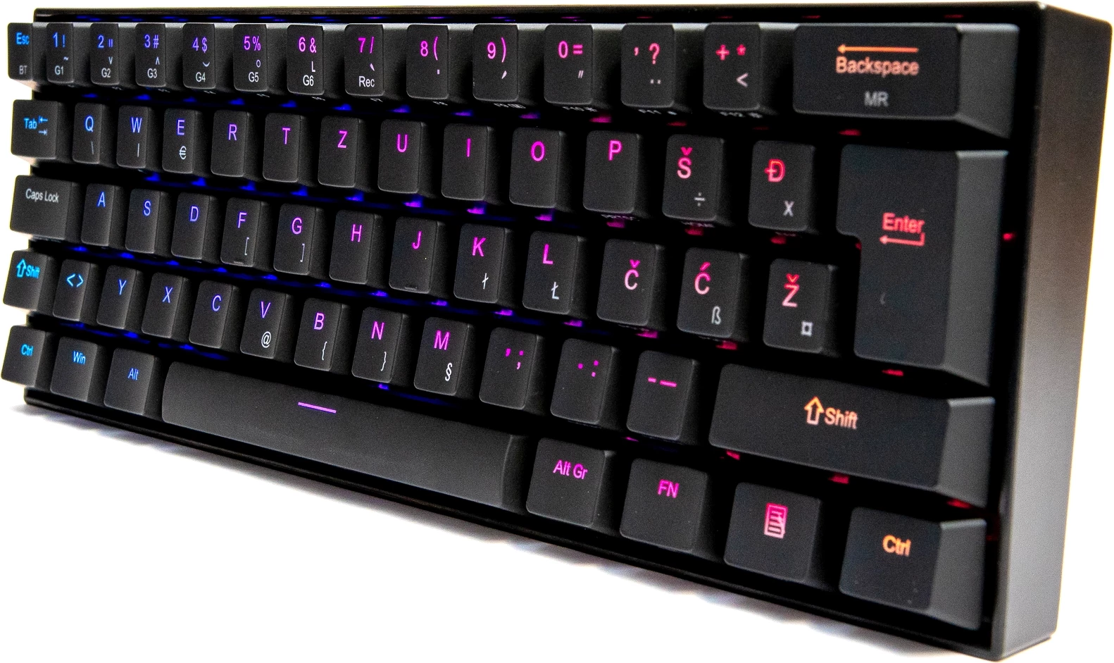 Tastierë mekanike Redragon Draconic K530, 60% 61 taste, RGB, Bluetooth 5.0, Brown switches, SLO/CRO layout, e zezë