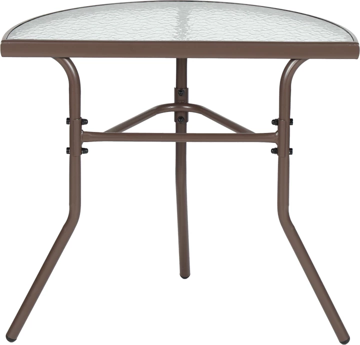 Tavolinë gjysmë-rrethore Bion, xham i valëzuar, metal, kafe-transparente, 70x40x65cm