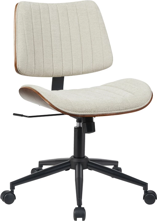 Karrige pune për zyre Amani, dru arre, material bezhë, 52x54x90.5cm