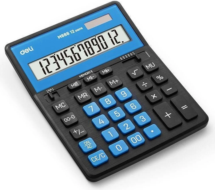 Deli Kalkulator Dual Memory Black Blue 1/20 M888A